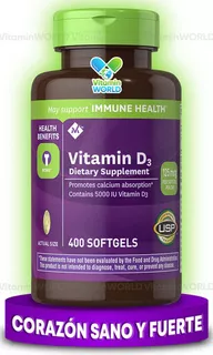 Vitamina D3 Ultra Premium 5000 Mcg 125 Mcg | 400 Softgels Sabor Sin Sabor