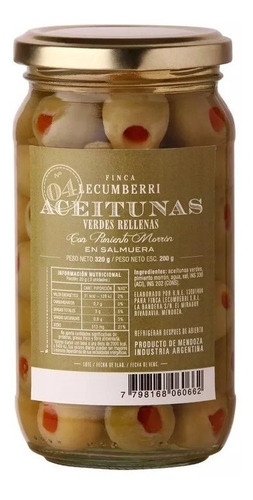 Aceitunas Rellenas Con Morron X320g - Lecumberri (8 Unid.)