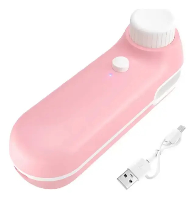 Mini Selladora De Bolsas Portátil Color Rosa Claro