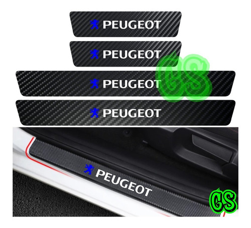 Sticker Adhesivo Cubre Zocalo Peugeot Fibra Carbon Protector