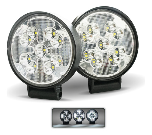 I O L 2 Faros Redondo 3 Pulgadas 9 Hiper Led Luz Blanco Cruz