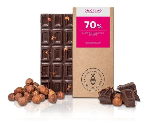 Tableta Chocolate Dr Cacao 70% Avellanas Enteras X70grs X10