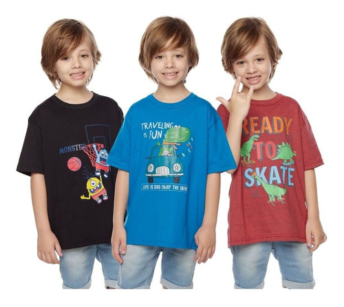 Atacado Kit 10 Camisetas Infantil Criança Manga Curta 