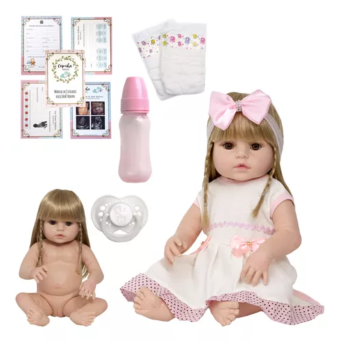 Boneca Estilo Bebê Reborn Grande Realista Baby Alive Menina