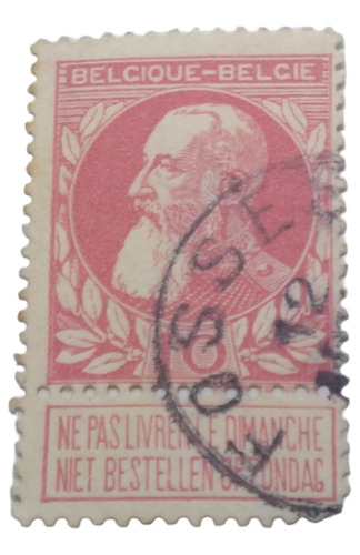 Timbre Postal Bélgica 10 Centavos Rey Leopoldo I I Año 1905