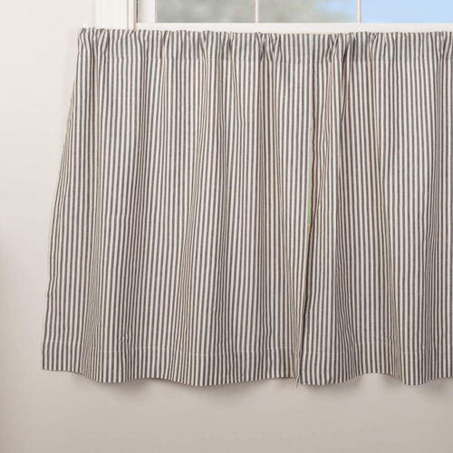 Farmhouse Tic Stripe Grey Tier Cortinas, Juego De 2, 36...