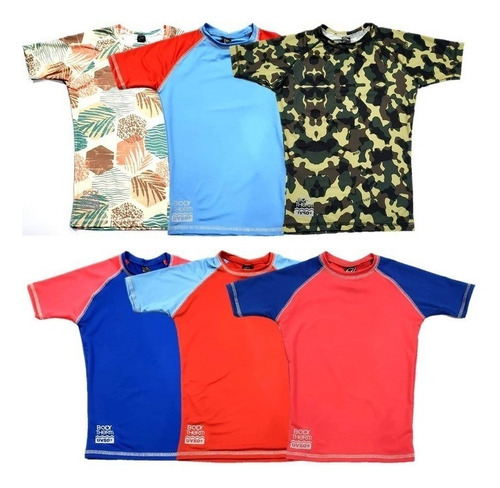 Imagen 1 de 7 de Remera Filtro Uv Solar Termica Nene Nena Manga Corta Olivos