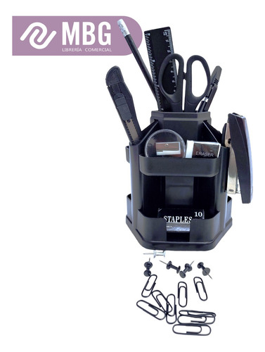 Imagen 2 de 7 de Organizador De Escritorio Ezco 8838 12 Piezas Base Rotable