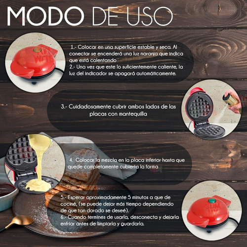 Mini Wafflera Eléctrica En Forma De Corazón Antiadherente Co