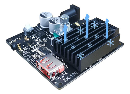 Placa Amplificadora De Áudio Zk-1002m, 2*100w, 2 Canais,