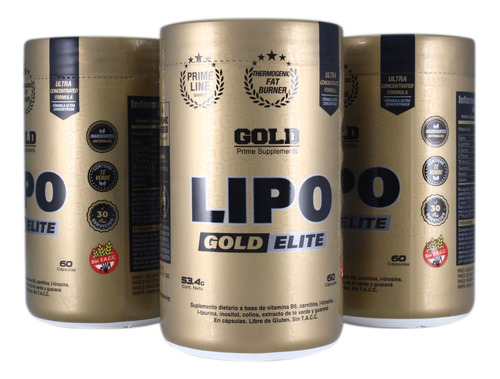 Lipo Gold Elite Gold Nutrition Quemador Termogenico Pack X 3