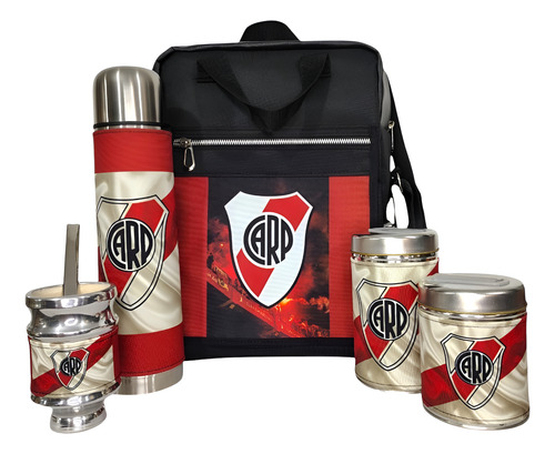 Equipo De Mate Completo/ Kit/set Matero River Plate/p.marbry Negro River M3