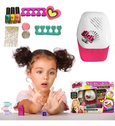 Kit Set Maquina De Uñas Infantil Secador Manicure Para Niñas