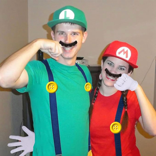 N Kit Disfraz Super Mario Bross Y Luigi Superheroe Para