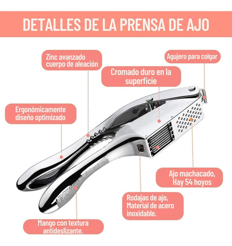 Prensa De Ajos Multifuncional Acero Inoxidable Para Cocina