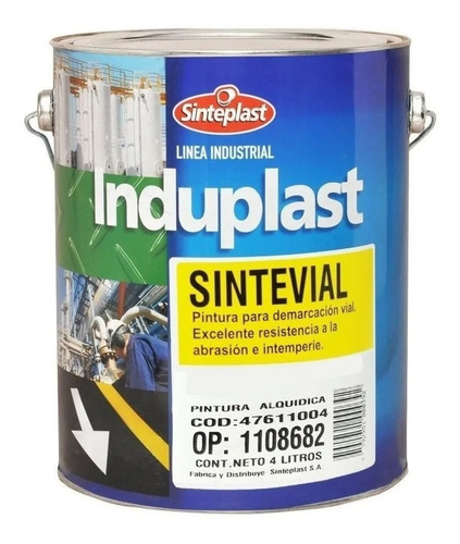 Pintura Alquidica Demarcacion Vial 4 Lts Sinteplast