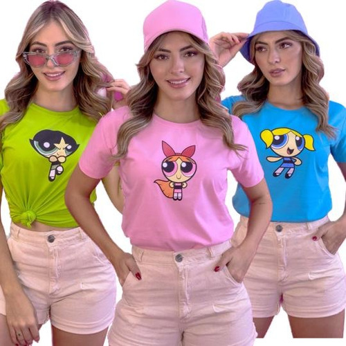 Kit 3 Blusinhas Tshirt Camiseta Feminina Super Poderosas