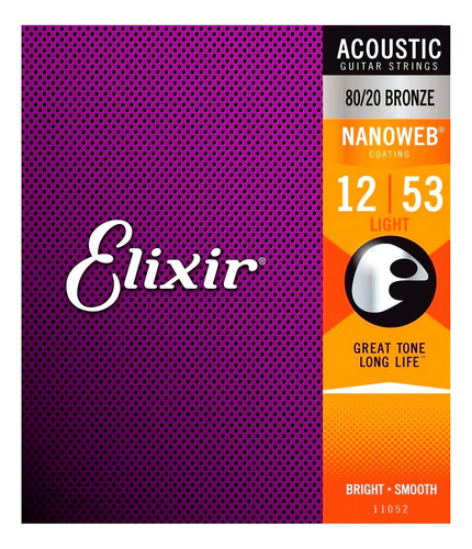 Elixir 11052 Nanoweb - Guitarra Acústica (bronce, 80/20)