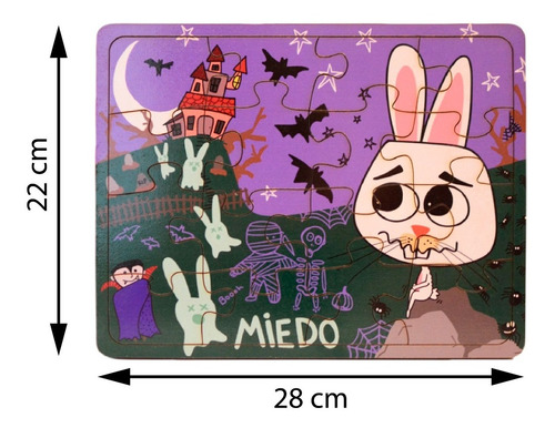Imagen 2 de 10 de Rompecabezas Miedo Puzzle 16 Piezas Madera Infantil Niño