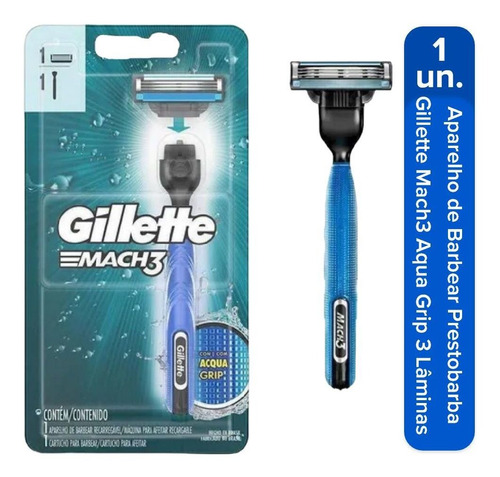Aparelho De Barbear Gillette Aqua Grip Recarregável Mach 3