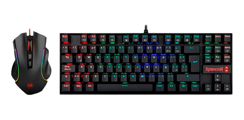 Kit De Teclado Y Mouse Redragon Negro Español K552rgb-ba-sp