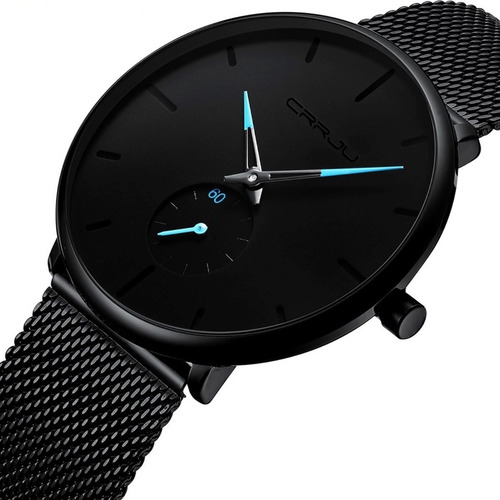 Relógio Masculino Com Pulseira Preta A Prova D'água Crrju
