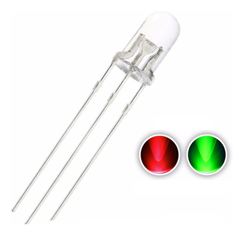 100x Led 5mm Alto Brilho Bicolor Verde/vermelho Cátodo Comum