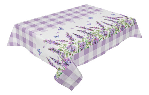 Toalha De Mesa Impermeável Roxa Com Flor De Lavanda E Borbol