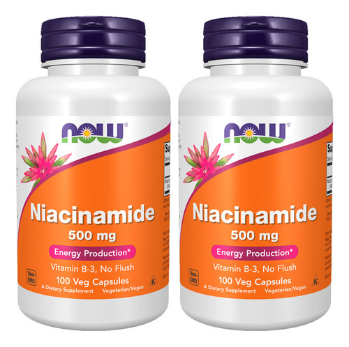 Niacinamida Vit B-3 500mg Now Foods 100 Veg Caps 2un Sabor Sem sabor