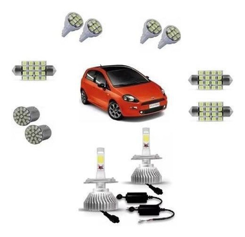 Kit Lampadas Super Led H4 Punto 2008 2009 2010 2011 + Led's