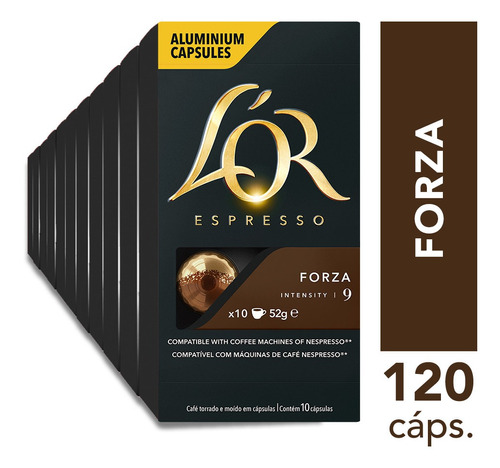 L'or Kit 120 Cápsulas De Café Forza Compatíveis Nespresso