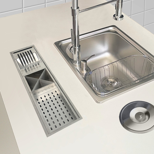Calha Canal Organizado De Embutir Cuba Cozinha 60cm Inox 304 Inox Fosco