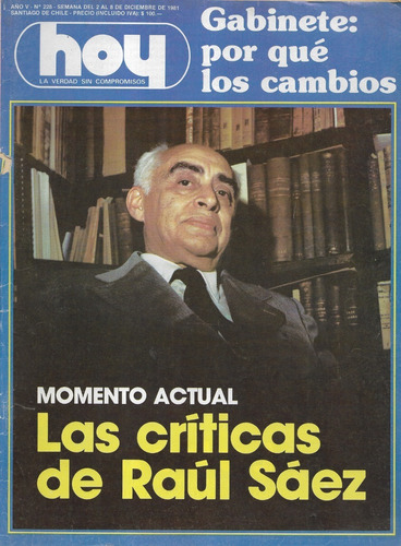 Revista Hoy N° 228 / 2 A 8 Diciembre 1981 / Raúl Sáez