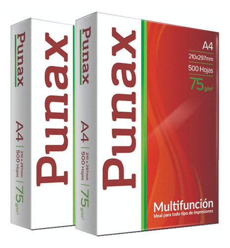 Pack X 2 Resma A4 Punax Ledesma 75gr X 500 Hojas Total 1000h