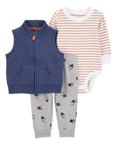 Set 3pc Chaleco Capitoneado Pant Y Body Algodon Carters 12m 