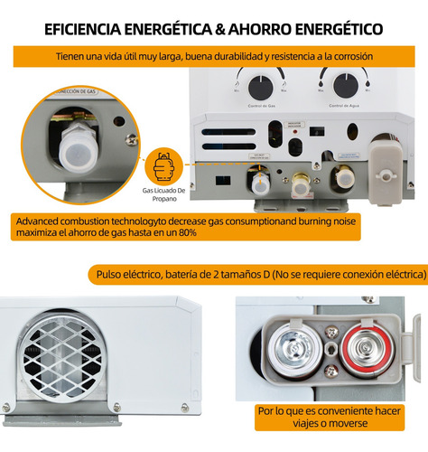 Calentador De Agua 7l Instantaneo Boiler De Paso Gas Lp