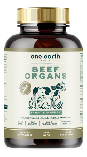 One Earth Health Nueva Zelanda 100% Organos De Carne De Res