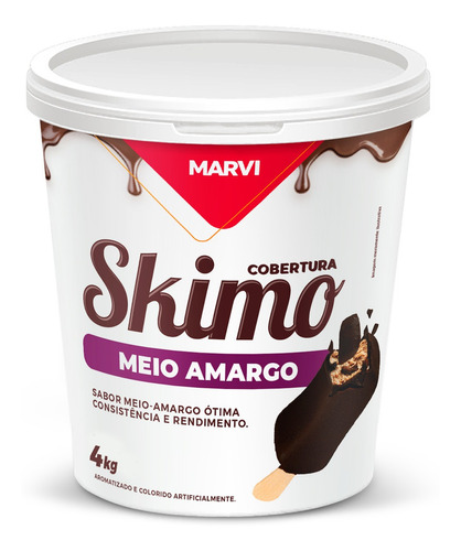Imagem 1 de 3 de Cobertura Crocante Skimo Meio Amargo 4kg - Marvi