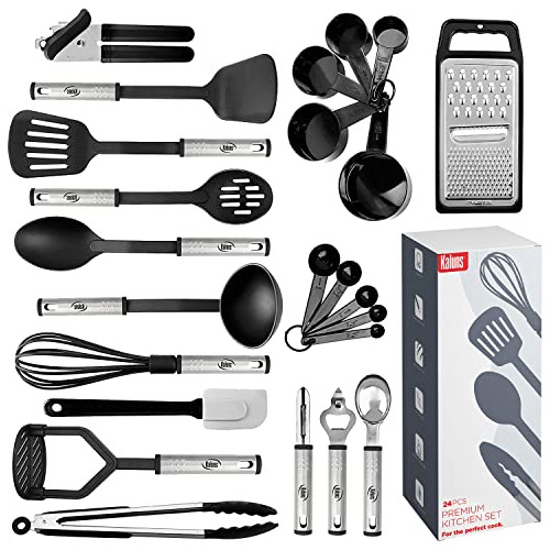 Juego De Utensilios De Cocina De Acero Inoxidable 24 Pcs Black