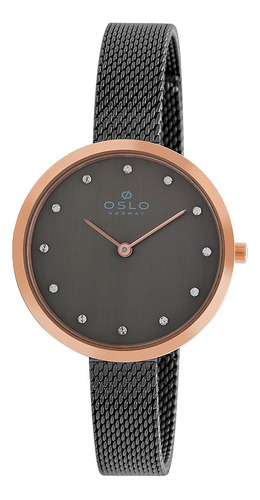 Relógio Oslo Feminino Slim Oftsss9t0008 Gigx Pulseira Mesh Cor da correia Preto Cor do bisel Rose gold