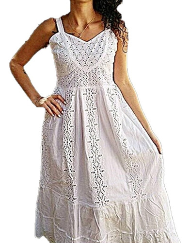 vestido longo branco laise