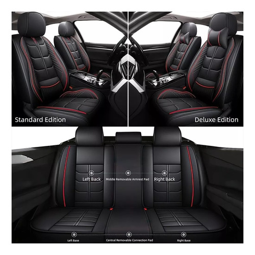 Kit Funda Cubre Asiento Auto Premium Luxury Par Almoadillas