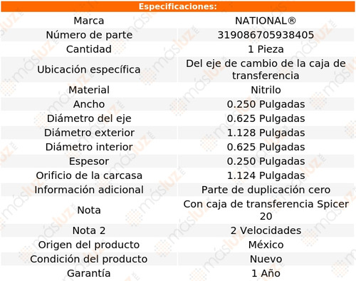 1- Retén Eje Caja Transferencia F-134 1957/1966 National
