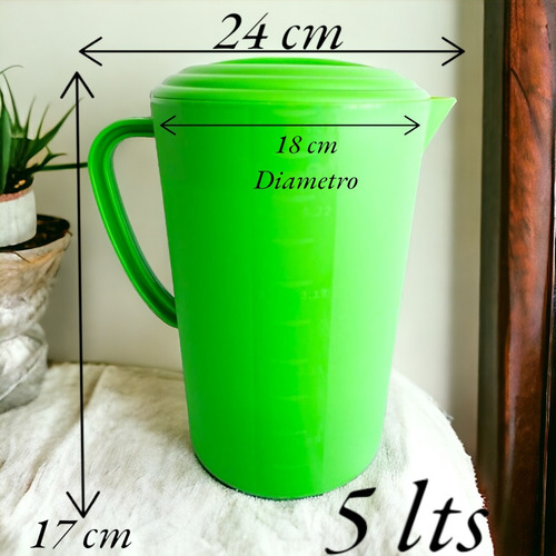 Jarra De Plástico Con Tapa 5 Litros Varios Colores 12 Piezas