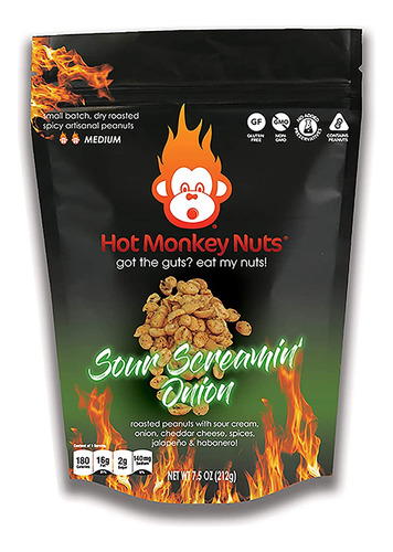 Hot Monkey Nuts  Cacahuetes Tostados Con Crema Agria, Ceboll