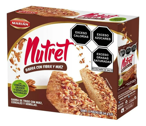 4 Pzas Barra Marián Nutret De Trigo Con Nuez, Cereales Y Sem