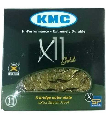 Corrente Kmc X11 Gold Ti 11v 116 Links 260gr Dourada Spd Mtb