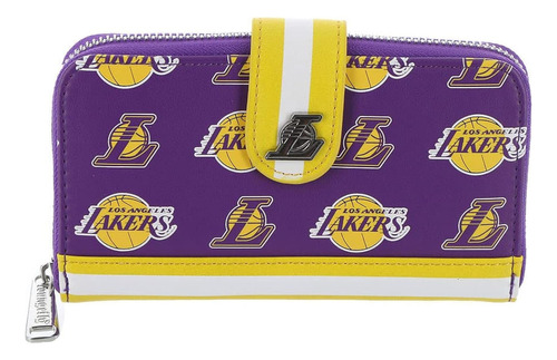 Cartera Loungefly Nba Los Angeles Lakers Logo Wallet Color Violeta Diseño De La Tela Snap