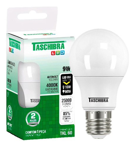 Kit 5 Lampada Led Bulbo 9w Luz Neutra 4000k E27 Bivolt