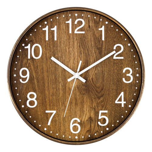 Lumuasky Reloj De Pared De Madera, 12 Pulgadas, Silencioso,